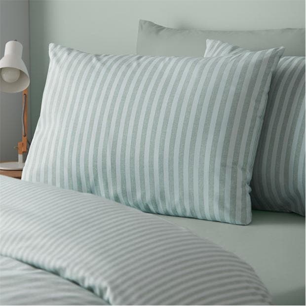 Green - Catherine Lansfield - Epping Textured Stripe Duvet Cover Set