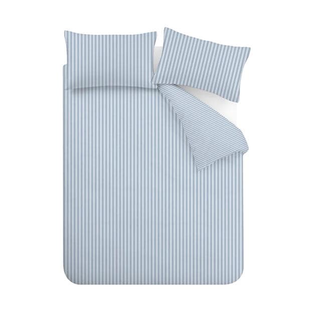 Blue - Catherine Lansfield - Epping Textured Stripe Duvet Cover Set