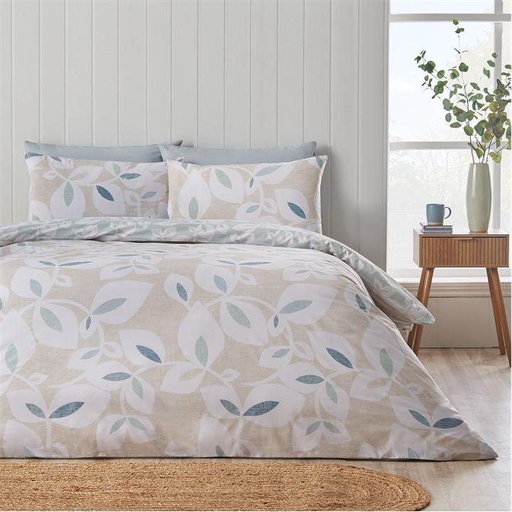 Catherine Lansfield Unisex Natural Inga Leaf Duvet Cover Set In | Size: Single - Image 3