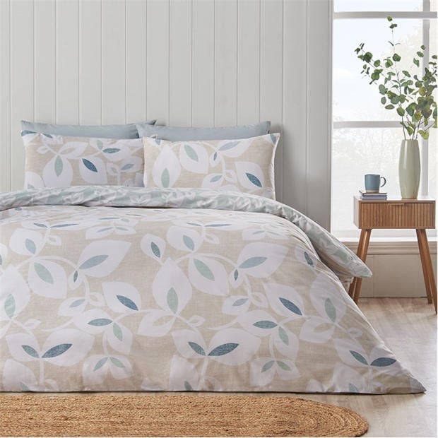 Natural - Catherine Lansfield - Inga Leaf Duvet Cover Set