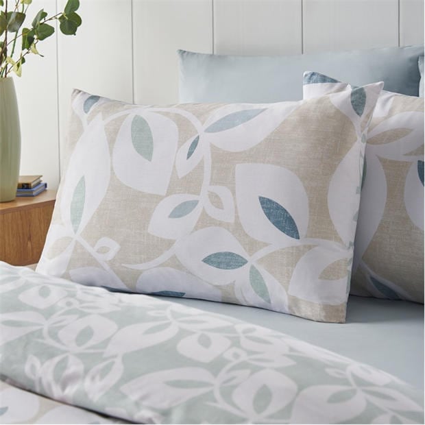 Natural - Catherine Lansfield - Inga Leaf Duvet Cover Set