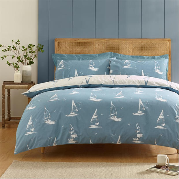 Sky Blue - Catherine Lansfield - Salcombe Boats Duvet Cover Set
