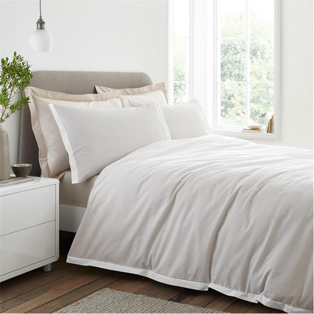 Natural - Bianca - Seersucker Woven Stripe Duvet Cover Set