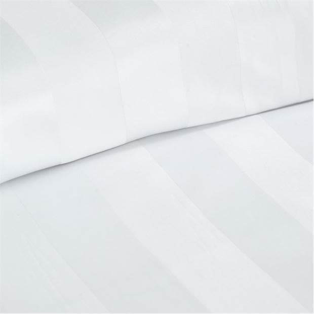 White - Catherine Lansfield - Soft Satin Stripe Duvet Cover Set
