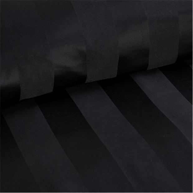 Black - Catherine Lansfield - Soft Satin Stripe Duvet Cover Set