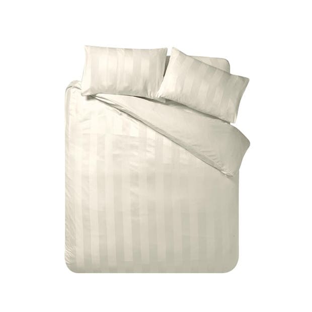 Cream - Catherine Lansfield - Soft Satin Stripe Duvet Cover Set