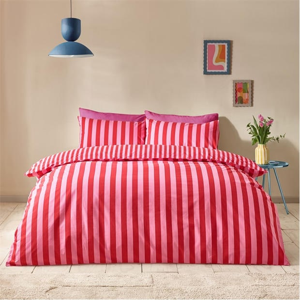 Red - Sassy B - Stripe Tease Duvet Cover Set