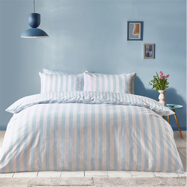 Blue - Sassy B - Stripe Tease Duvet Cover Set