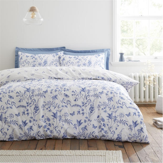 Blue - Bianca - Thea Floral Duvet Cover Set