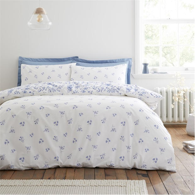 Blue - Bianca - Thea Floral Duvet Cover Set