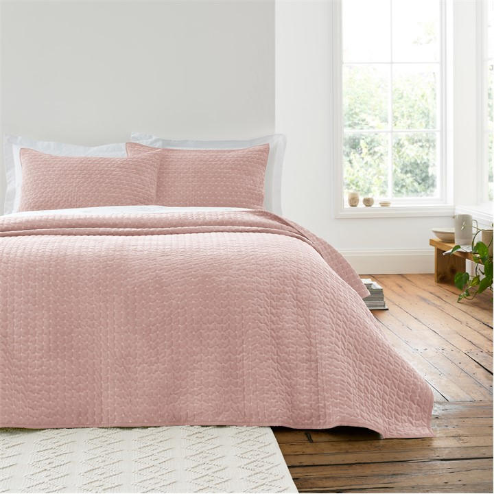 Bianca  Pink Attica Velvet Bedspread in Size 240x260cm, Sports Direct