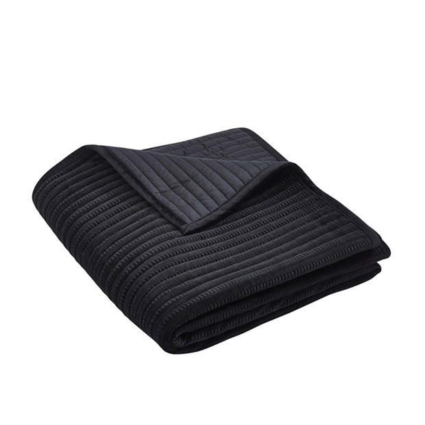 Black - Catherine Lansfield - Velvet Pinsonic Bedspread