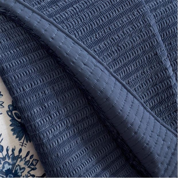 Navy - Catherine Lansfield - Velvet Pinsonic Bedspread