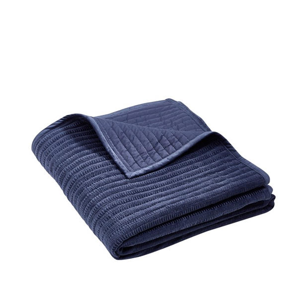 Navy - Catherine Lansfield - Velvet Pinsonic Bedspread