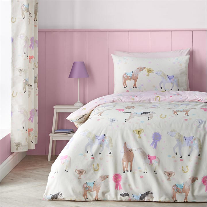 Catherine Lansfield Kids  Cream Happy Horses Duvet Cover Set in Size Junior, Sports Direct