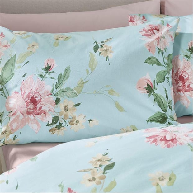 Duck Egg - Catherine Lansfield - Avebury Floral Duvet Cover Set