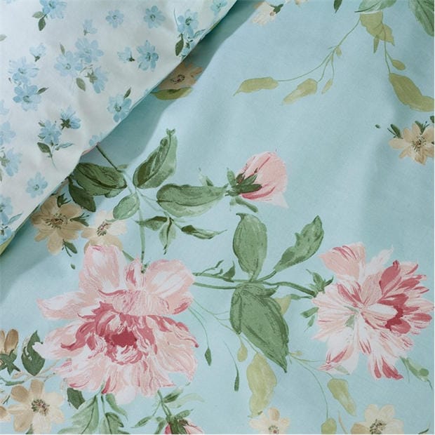 Duck Egg - Catherine Lansfield - Avebury Floral Duvet Cover Set