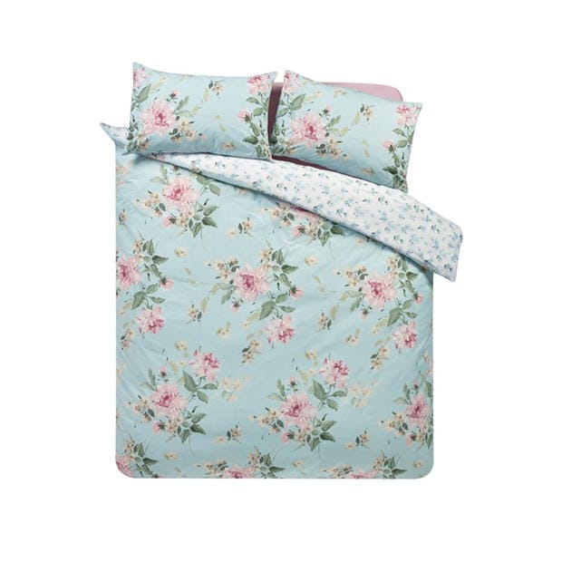 Duck Egg - Catherine Lansfield - Avebury Floral Duvet Cover Set