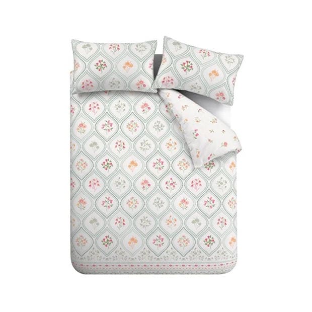 Soft Green - Catherine Lansfield - Cameo Floral Duvet Cover Set