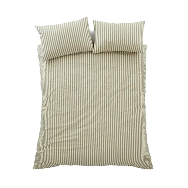 Green - Pineapple Elephant - Cotton Rich Woven Stripe Duvet Cover Set