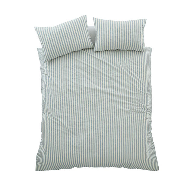 Blue - Pineapple Elephant - Cotton Rich Woven Stripe Duvet Cover Set