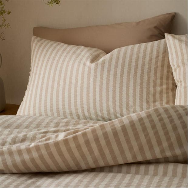 Natural - Pineapple Elephant - Cotton Rich Woven Stripe Duvet Cover Set