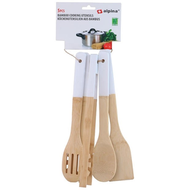 Wooden - Alpina - ALPINA Cooking Utensils Bamboo Set 30cm