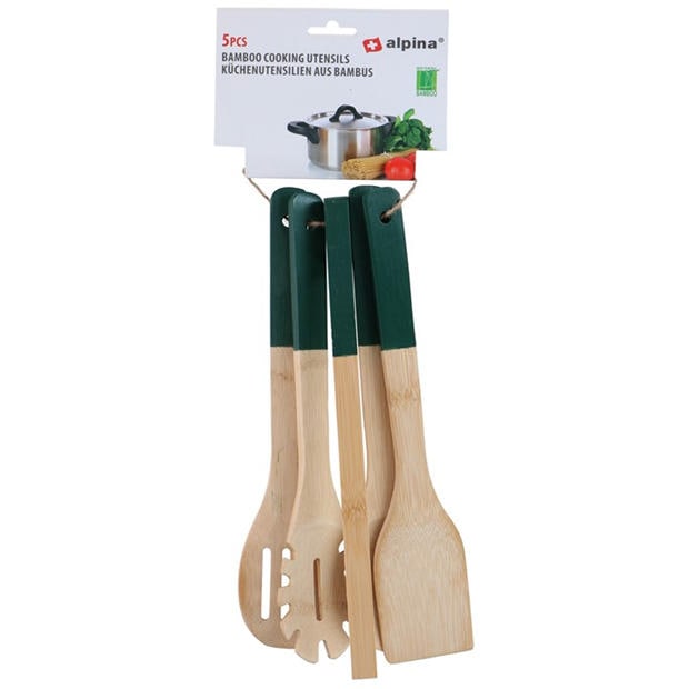 Wooden - Alpina - ALPINA Cooking Utensils Bamboo Set 30cm
