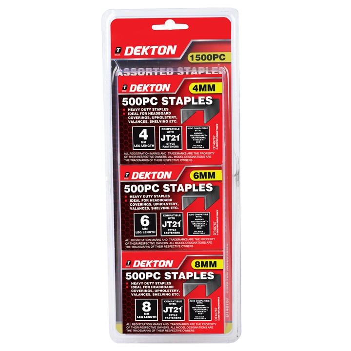 Dekton  Silver 1500 Piece 4Mm-8Mm Staples Set, Sports Direct