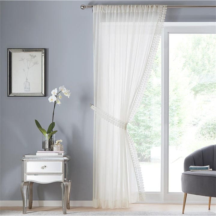 Tyrone Textiles  White Windsor Voile Panel in Size 122cm, Sports Direct