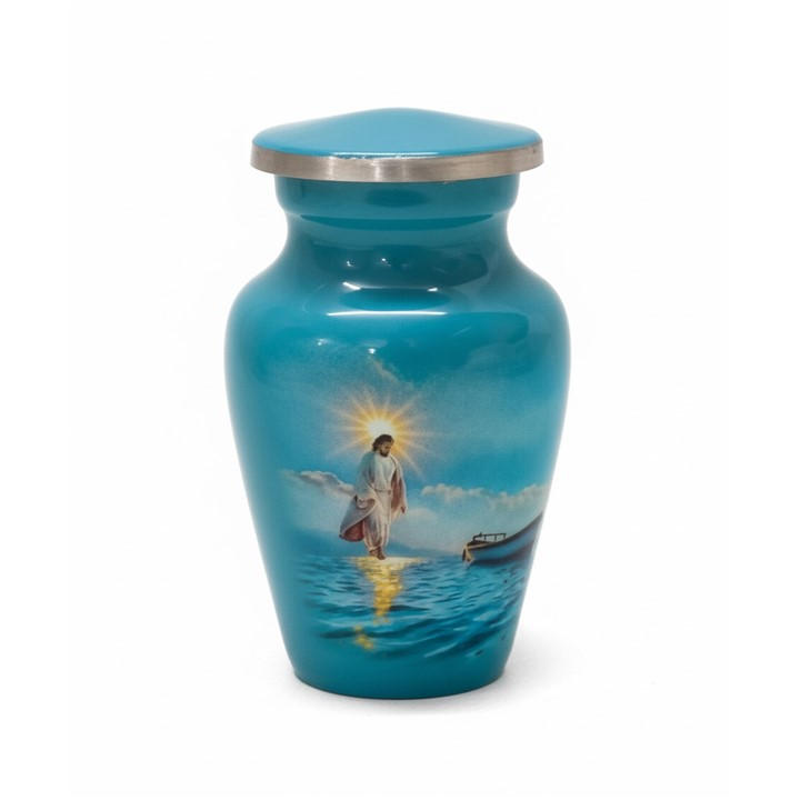 Star  Blue Small Cremation Keepsake Vibrant Swirling Metallic Gold Black Glossy Urn, Sports Direct