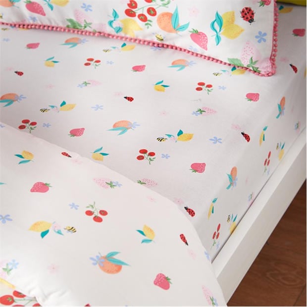Multi - Catherine Lansfield Kids - Fruity Friends Flat and Fitted Sheets