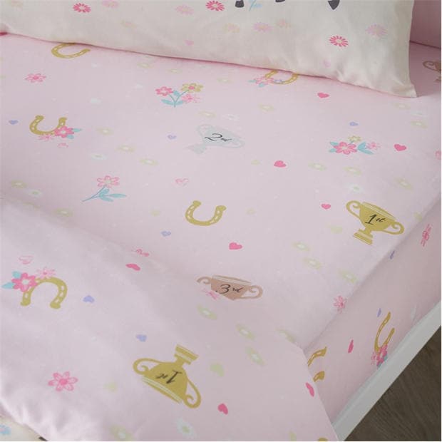 Pink - Catherine Lansfield Kids - Happy Horses Flat and Fitted Sheets
