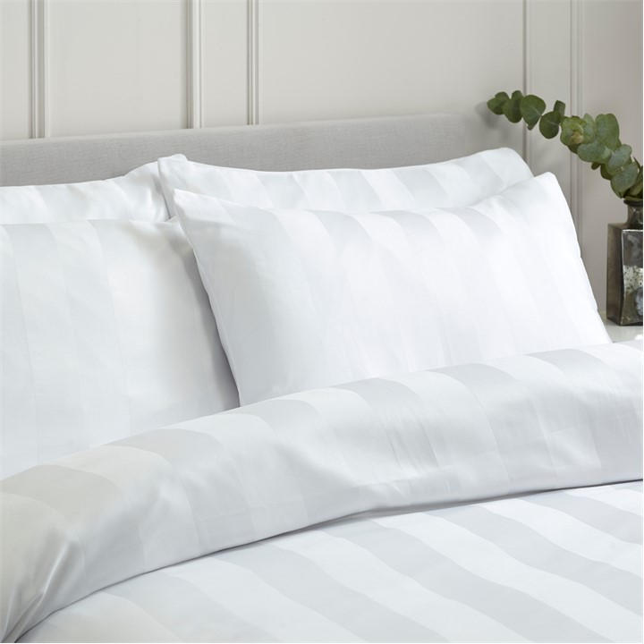Catherine Lansfield  White Soft Satin Stripe Pillowcases in Size Standard, Sports Direct