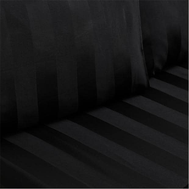 Black - Catherine Lansfield - Soft Satin Stripe Pillowcases
