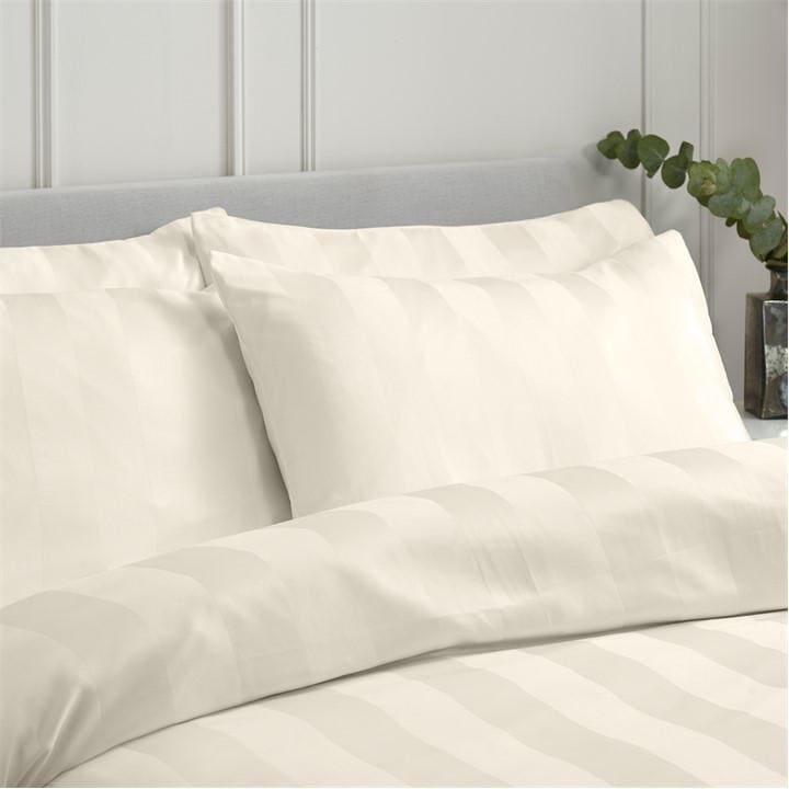 Catherine Lansfield  Cream Soft Satin Stripe Pillowcases in Size Standard, Sports Direct