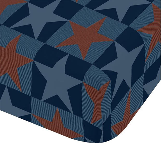 Blue - Catherine Lansfield Kids - Stars And Check Flat Fitted Sheets