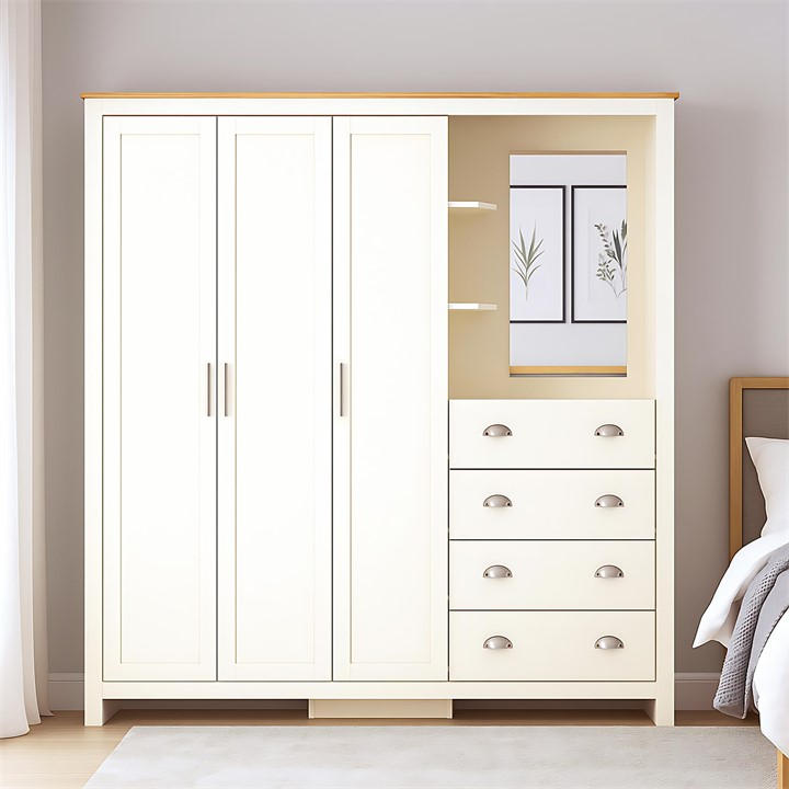 Jack Wills  White Lancaster 4 Drawer Wardrobe Combi Unit, Sports Direct