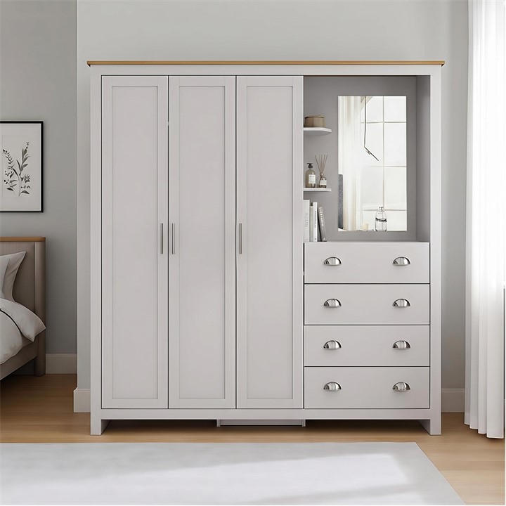 Jack Wills  Grey Lancaster 4 Drawer Wardrobe Combi Unit, Sports Direct