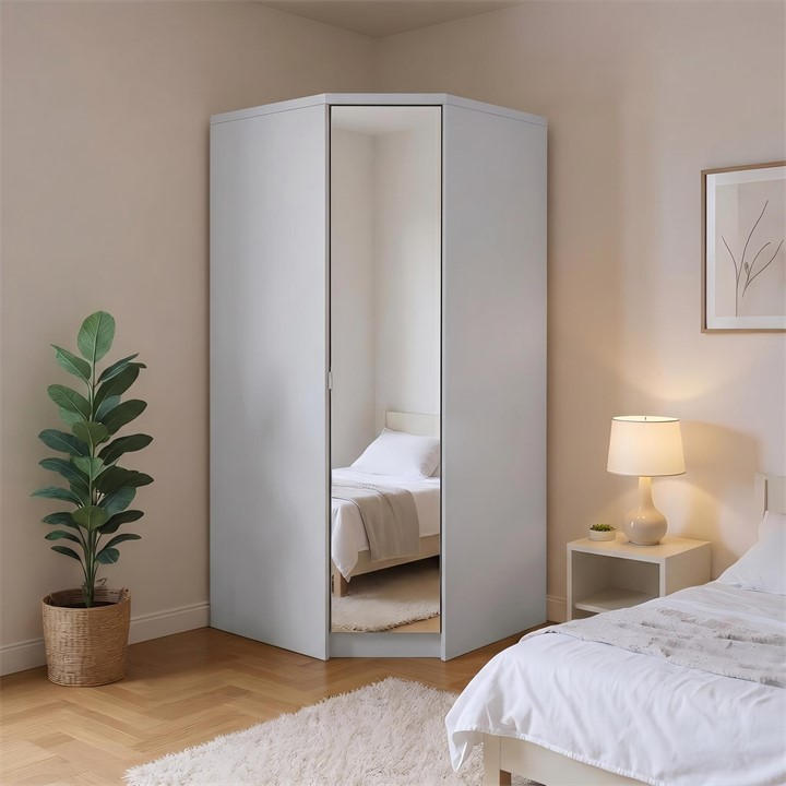 Jack Wills  Grey Corner Wardrobe With Mirror, Sports Direct