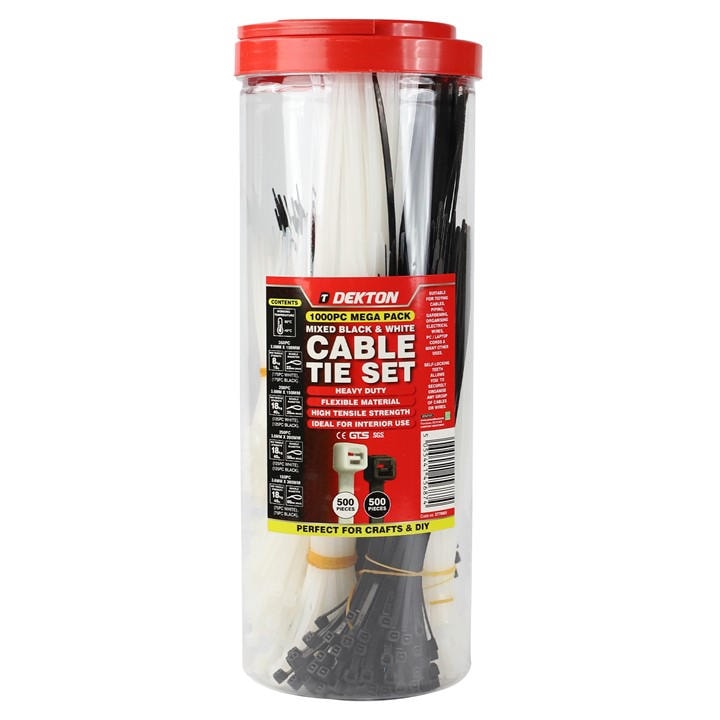 Dekton   1000Pc Cable Tie Set, Sports Direct