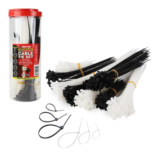 Black/White - Dekton - 1000Pc Cable Tie Set