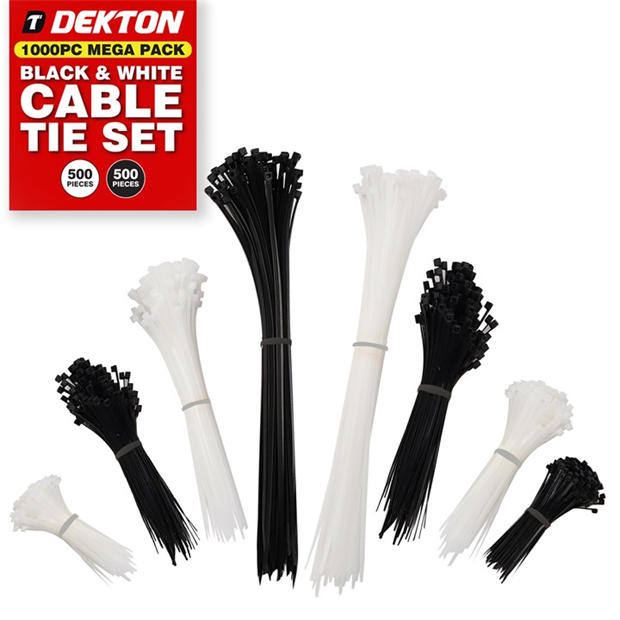 Black/White - Dekton - 1000Pc Cable Tie Set