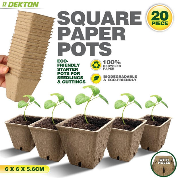 Brown - Dekton - Dekton Square Paper Plant Pots