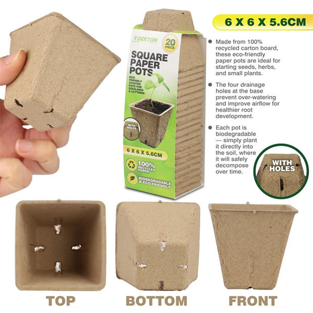 Brown - Dekton - Dekton Square Paper Plant Pots