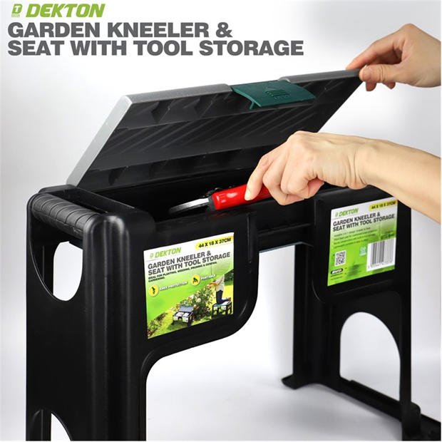 Grey - Dekton - Dekton Garden Kneeler and Seat with tool storage