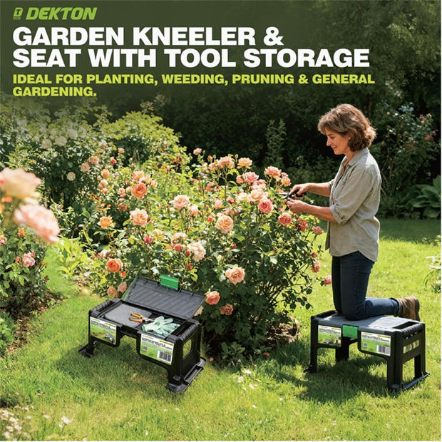 Grey - Dekton - Dekton Garden Kneeler and Seat with tool storage