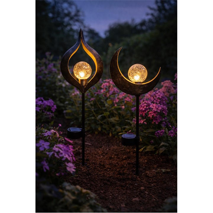 Linea  Black Sun And Moon Solar Stake Lights 63, Sports Direct