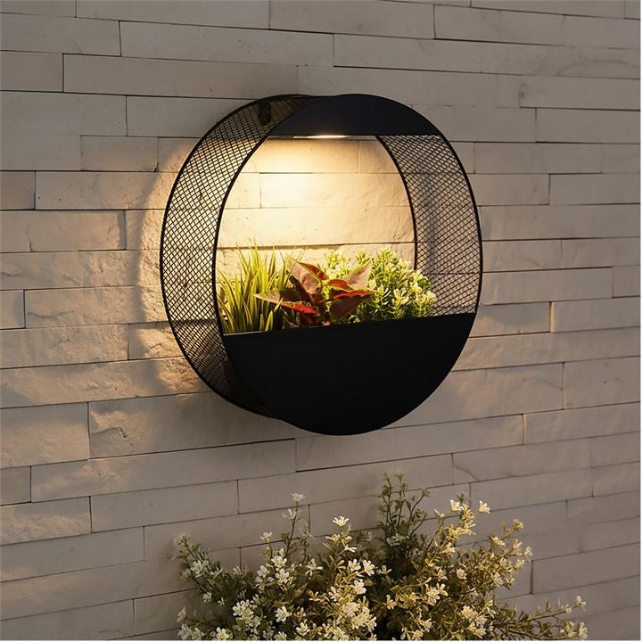 Streetwize  Black Circular Solar Wall Planter, Sports Direct