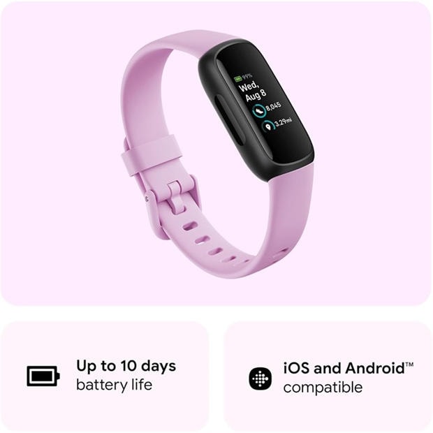 Black - Fitbit - Inspire 3 Black/ Lilac Bliss